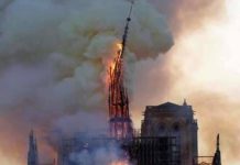 Fire erupts in Paris cathedral